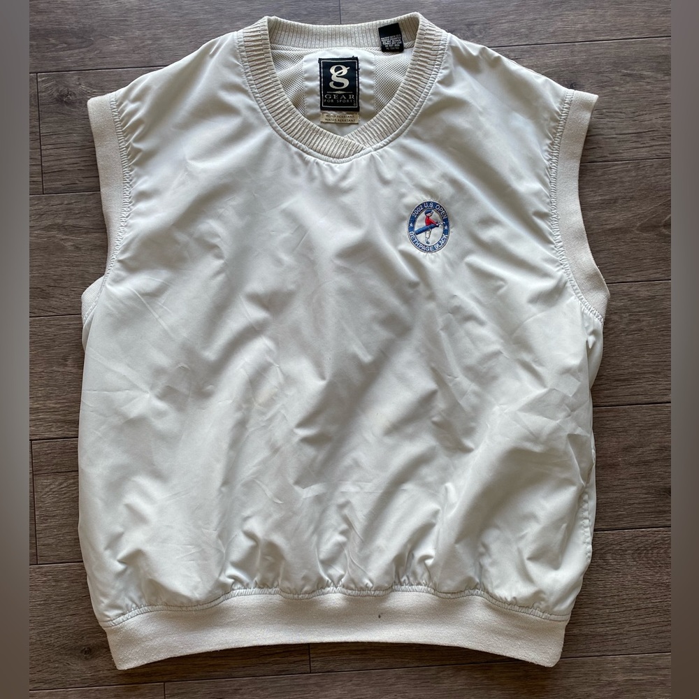2002 Golf US Open Bethpage Black Vintage Windbreaker Tan Vest Large